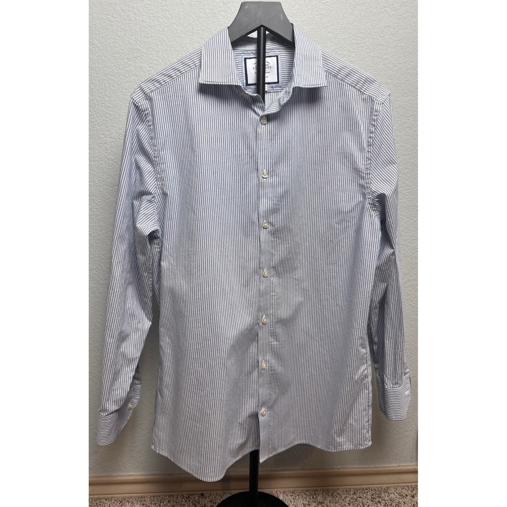 Charles Tyrwhitt Extra Slim Fit Striped Dress Shirt Blue White 15.5 33 Mens